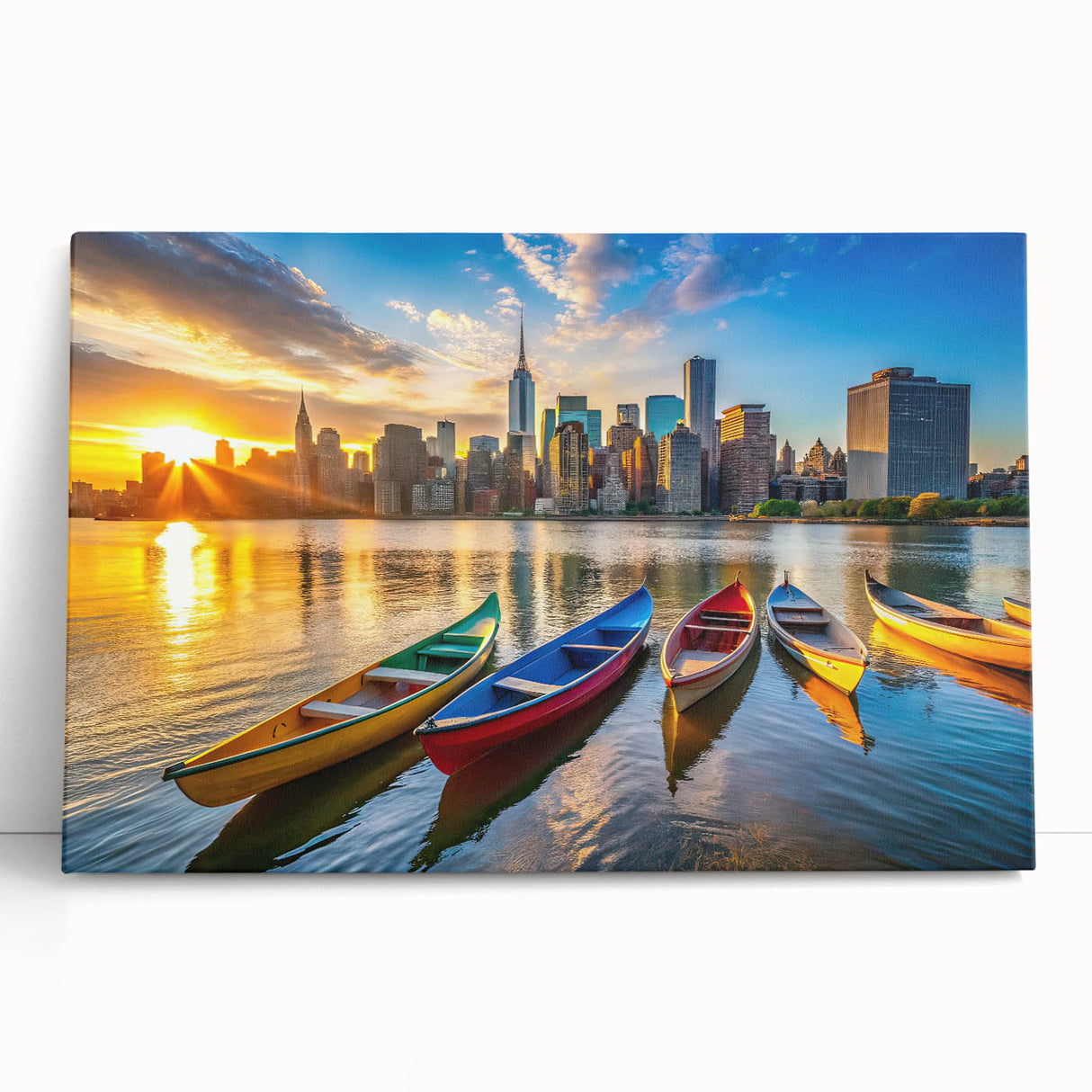Golden City Sunset with Boats – Fine Art Photography Print