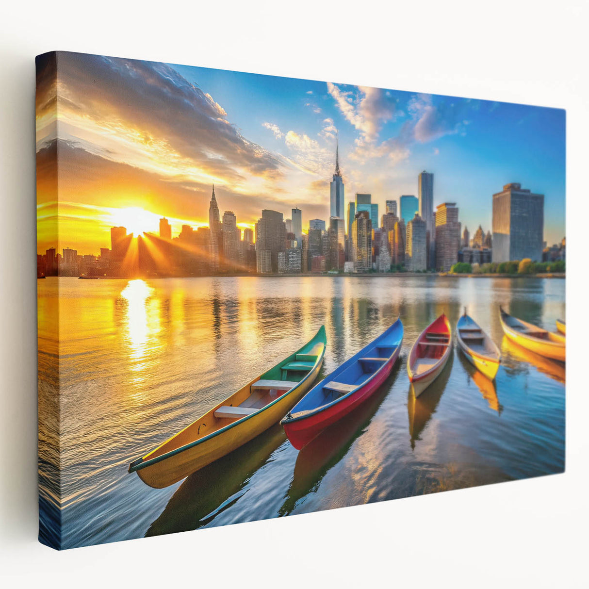 Golden City Sunset with Boats – Fine Art Photography Print