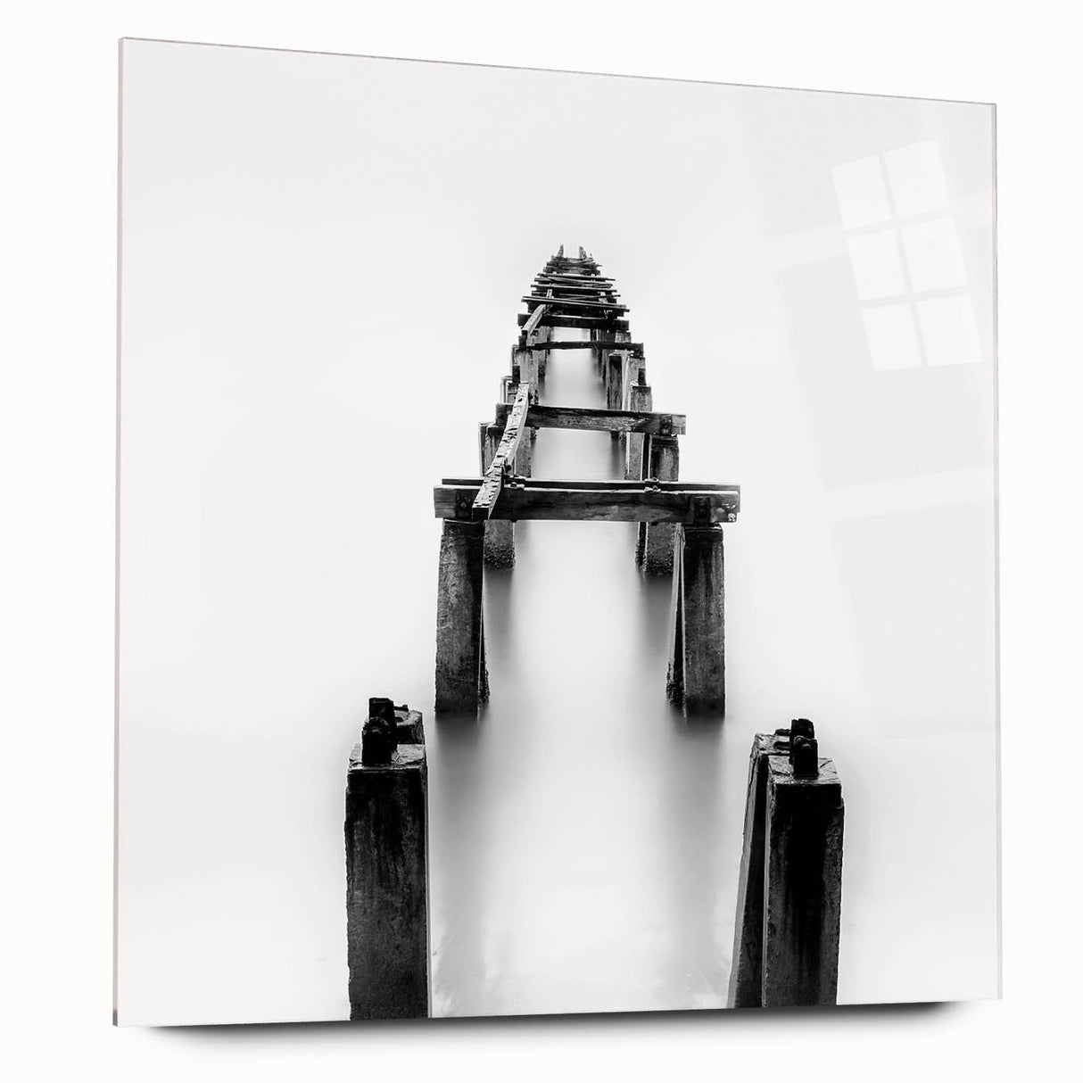 Black and White Minimalist Landscapes – Abandoned Pier in Mist Print