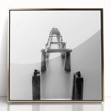 Black and White Minimalist Landscapes – Abandoned Pier in Mist Print