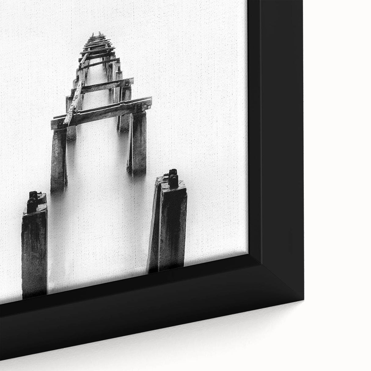 Black and White Minimalist Landscapes – Abandoned Pier in Mist Print