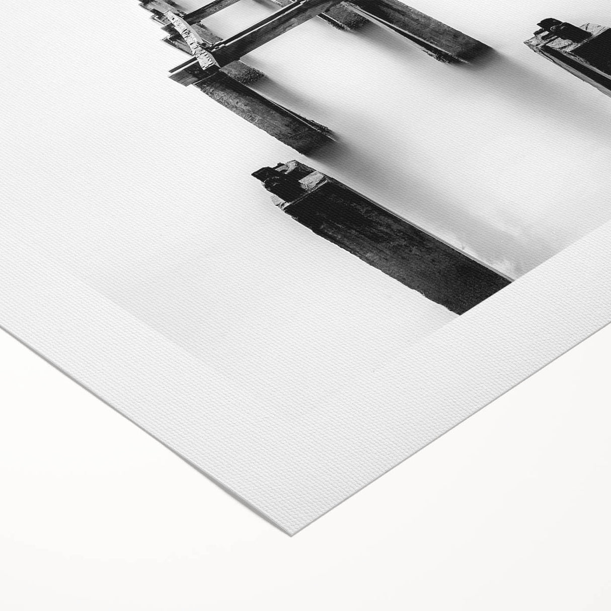 Black and White Minimalist Landscapes – Abandoned Pier in Mist Print
