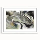 Modern Abstract Wall Art – Fluid Green & Gold Marbled Print