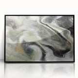 Modern Abstract Wall Art – Fluid Green & Gold Marbled Print
