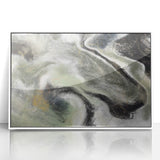 Modern Abstract Wall Art – Fluid Green & Gold Marbled Print