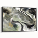 Modern Abstract Wall Art – Fluid Green & Gold Marbled Print