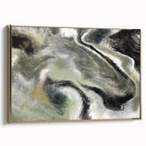 Modern Abstract Wall Art – Fluid Green & Gold Marbled Print