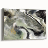 Modern Abstract Wall Art – Fluid Green & Gold Marbled Print