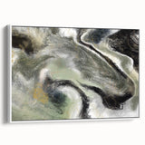 Modern Abstract Wall Art – Fluid Green & Gold Marbled Print