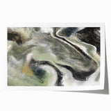 Modern Abstract Wall Art – Fluid Green & Gold Marbled Print