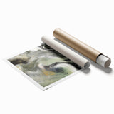 Modern Abstract Wall Art – Fluid Green & Gold Marbled Print