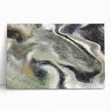 Modern Abstract Wall Art – Fluid Green & Gold Marbled Print