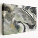 Modern Abstract Wall Art – Fluid Green & Gold Marbled Print