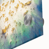 Large Abstract Canvas – Moody Modern Wall Art in Blue, Green & Gold