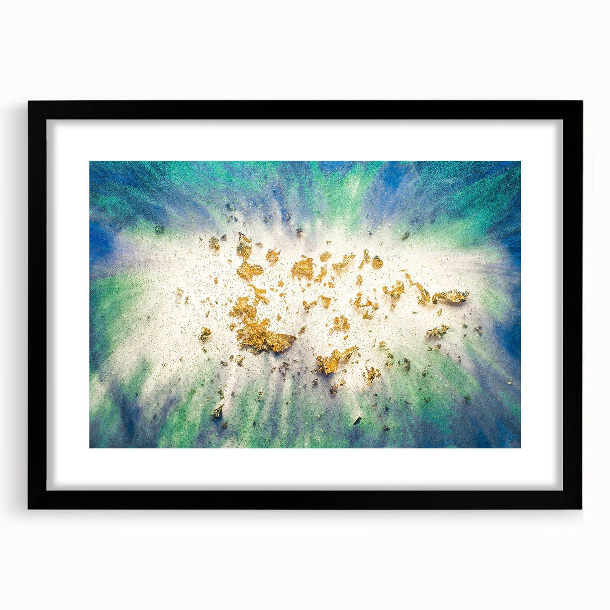 Large Abstract Canvas – Moody Modern Wall Art in Blue, Green & Gold