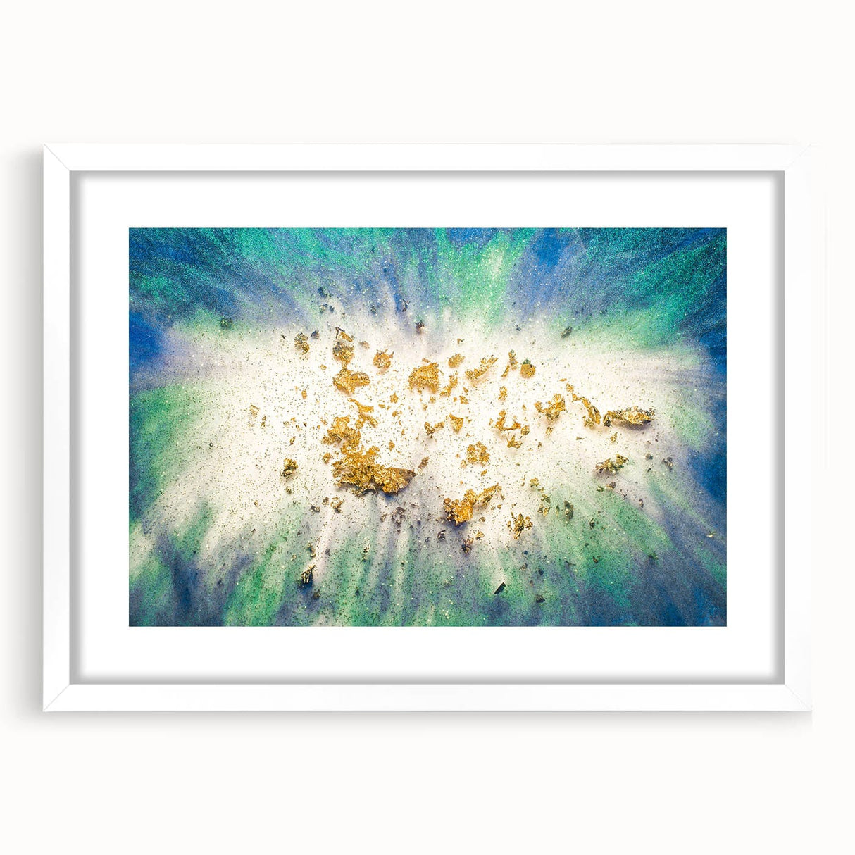 Large Abstract Canvas – Moody Modern Wall Art in Blue, Green & Gold