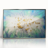 Large Abstract Canvas – Moody Modern Wall Art in Blue, Green & Gold