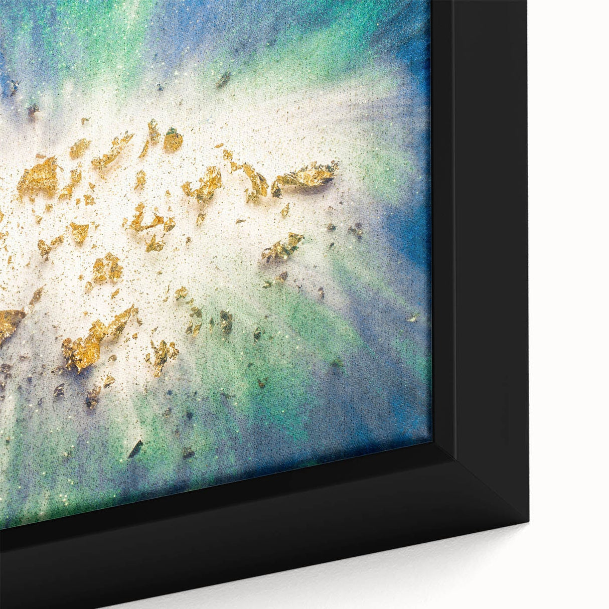 Large Abstract Canvas – Moody Modern Wall Art in Blue, Green & Gold