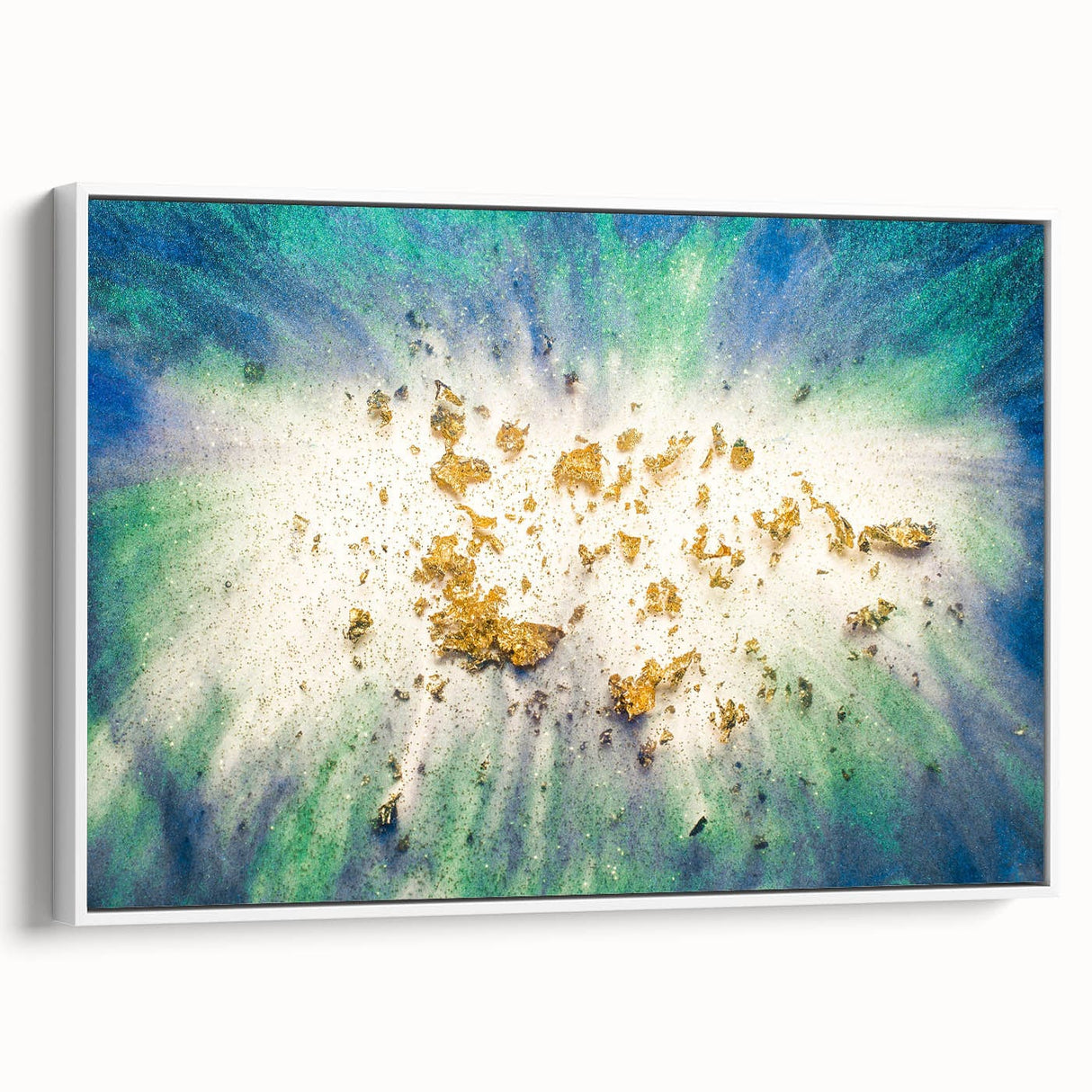 Large Abstract Canvas – Moody Modern Wall Art in Blue, Green & Gold