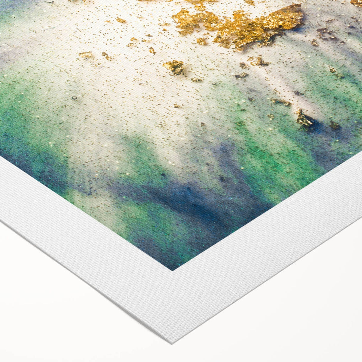 Large Abstract Canvas – Moody Modern Wall Art in Blue, Green & Gold