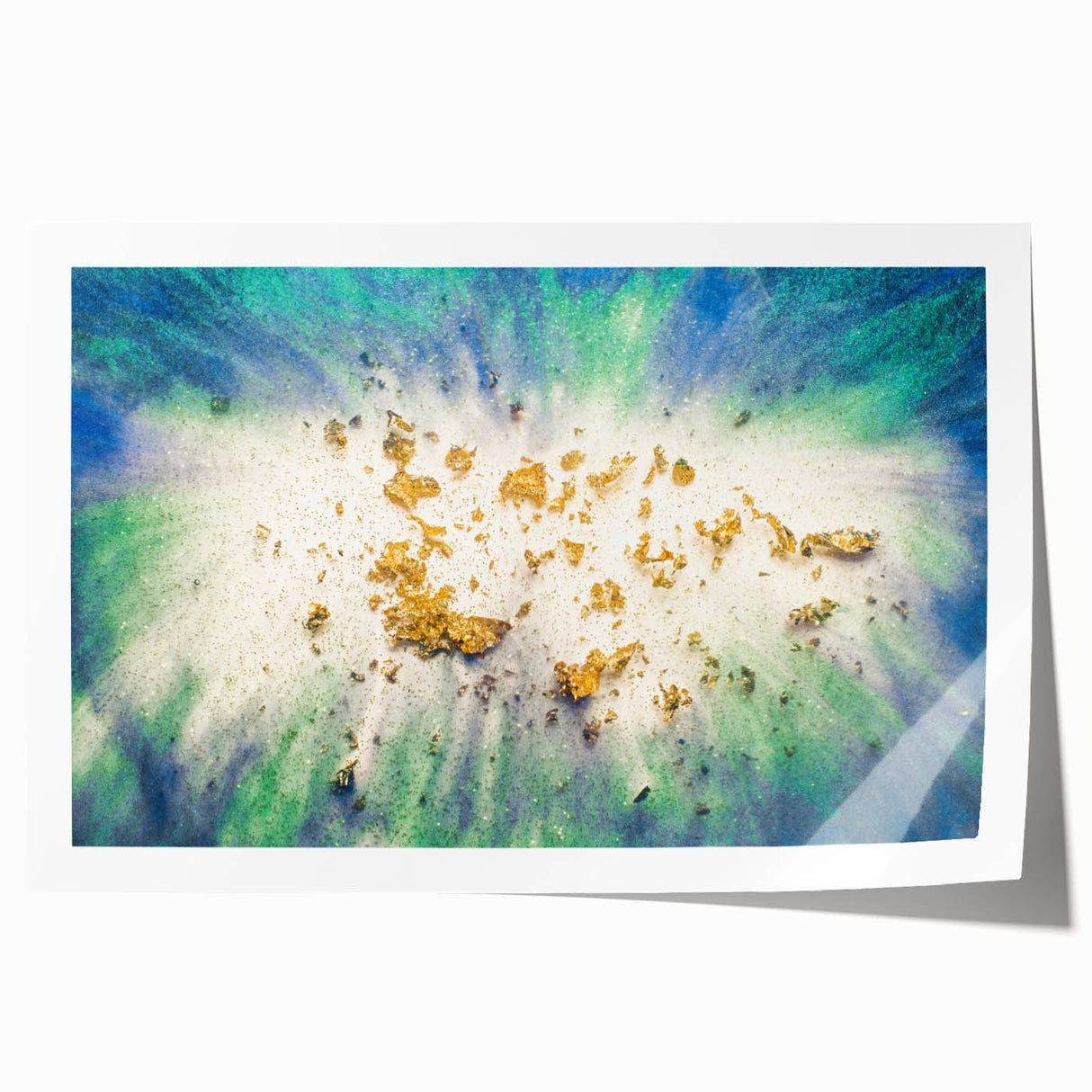 Large Abstract Canvas – Moody Modern Wall Art in Blue, Green & Gold