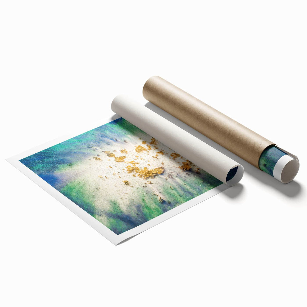 Large Abstract Canvas – Moody Modern Wall Art in Blue, Green & Gold