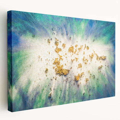 Large Abstract Canvas – Moody Modern Wall Art in Blue, Green & Gold