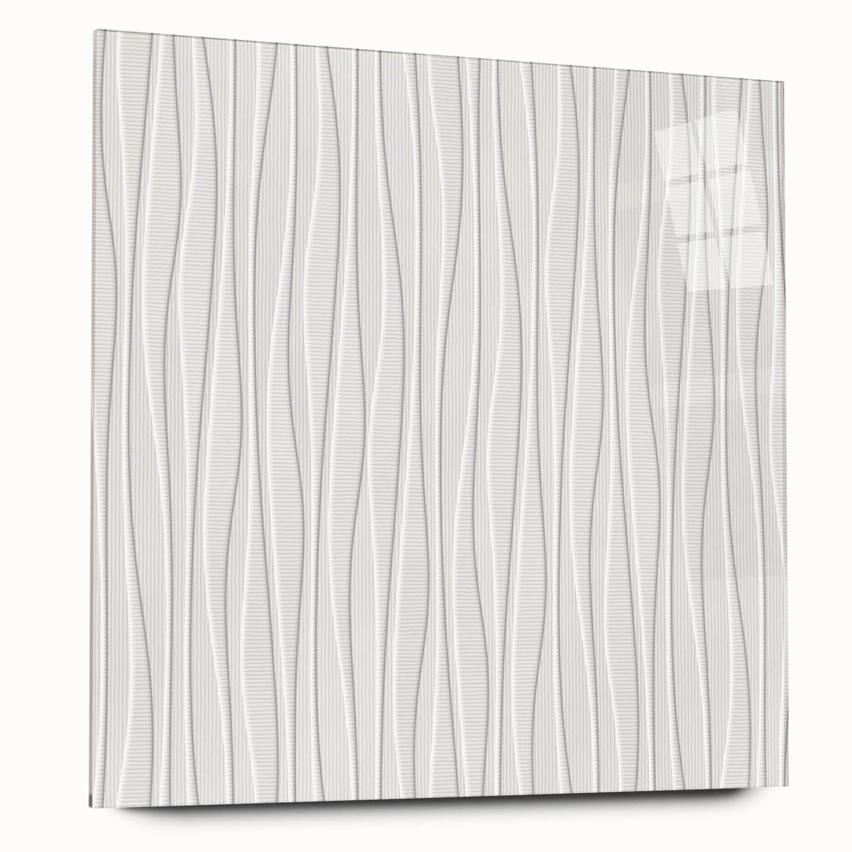 Textured Acrylic Wall Art - Vertical Wave Lines in Soft Neutrals