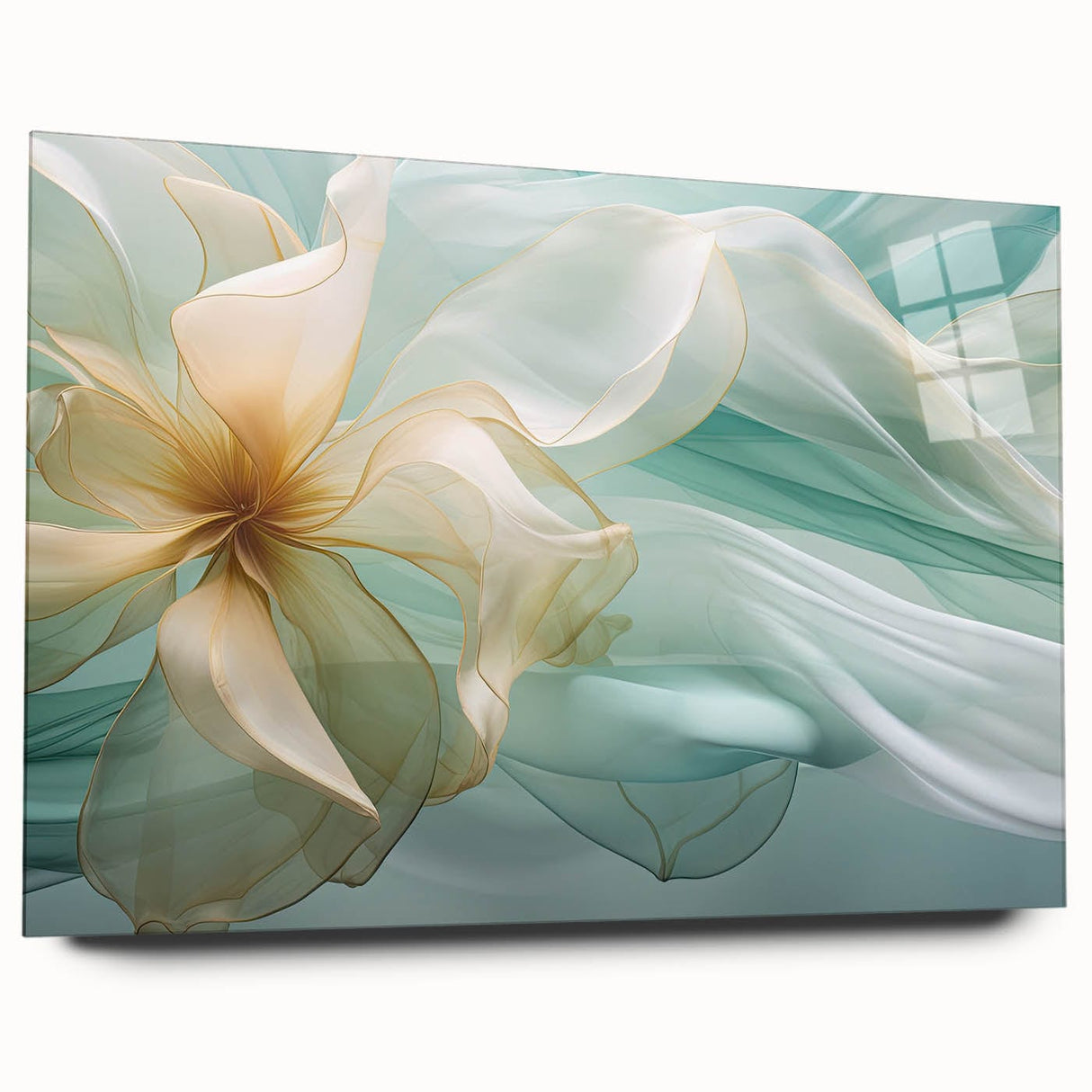 Abstract Fluid Canvas Art – Mint Green & Beige Wall Decor