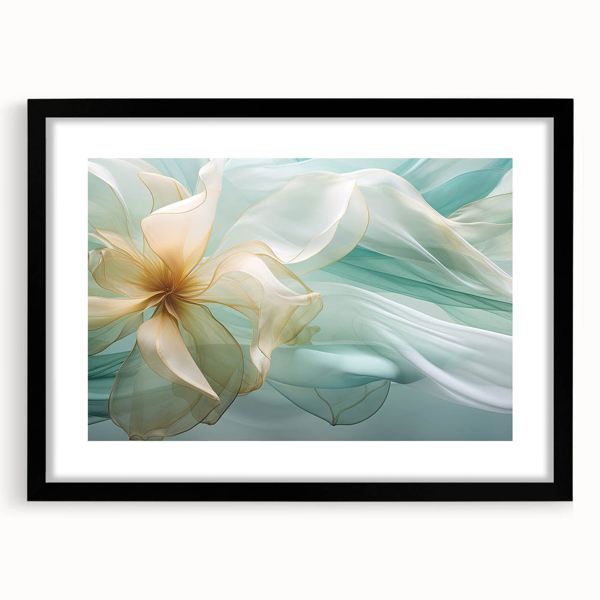 Abstract Fluid Canvas Art – Mint Green & Beige Wall Decor