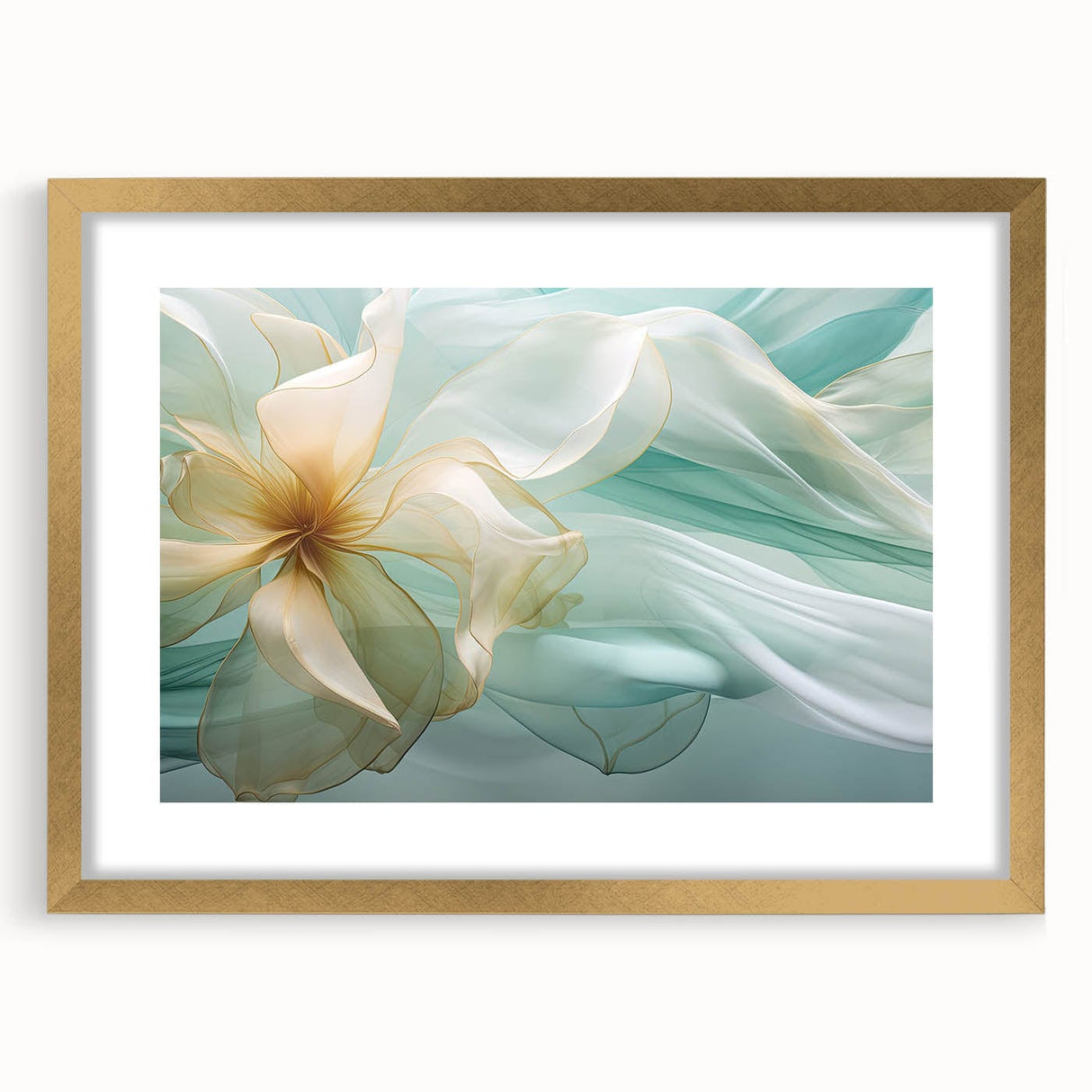 Abstract Fluid Canvas Art – Mint Green & Beige Wall Decor