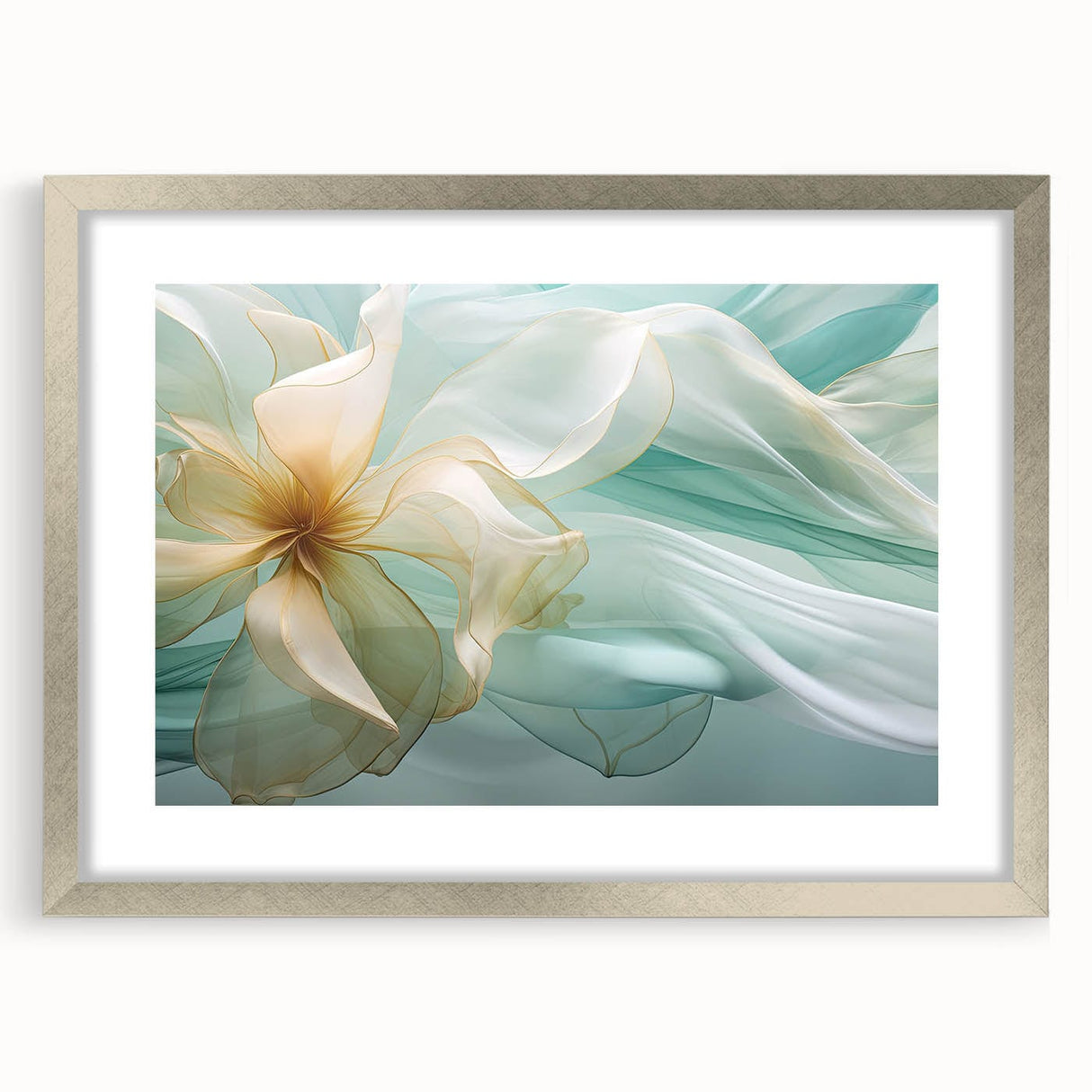 Abstract Fluid Canvas Art – Mint Green & Beige Wall Decor