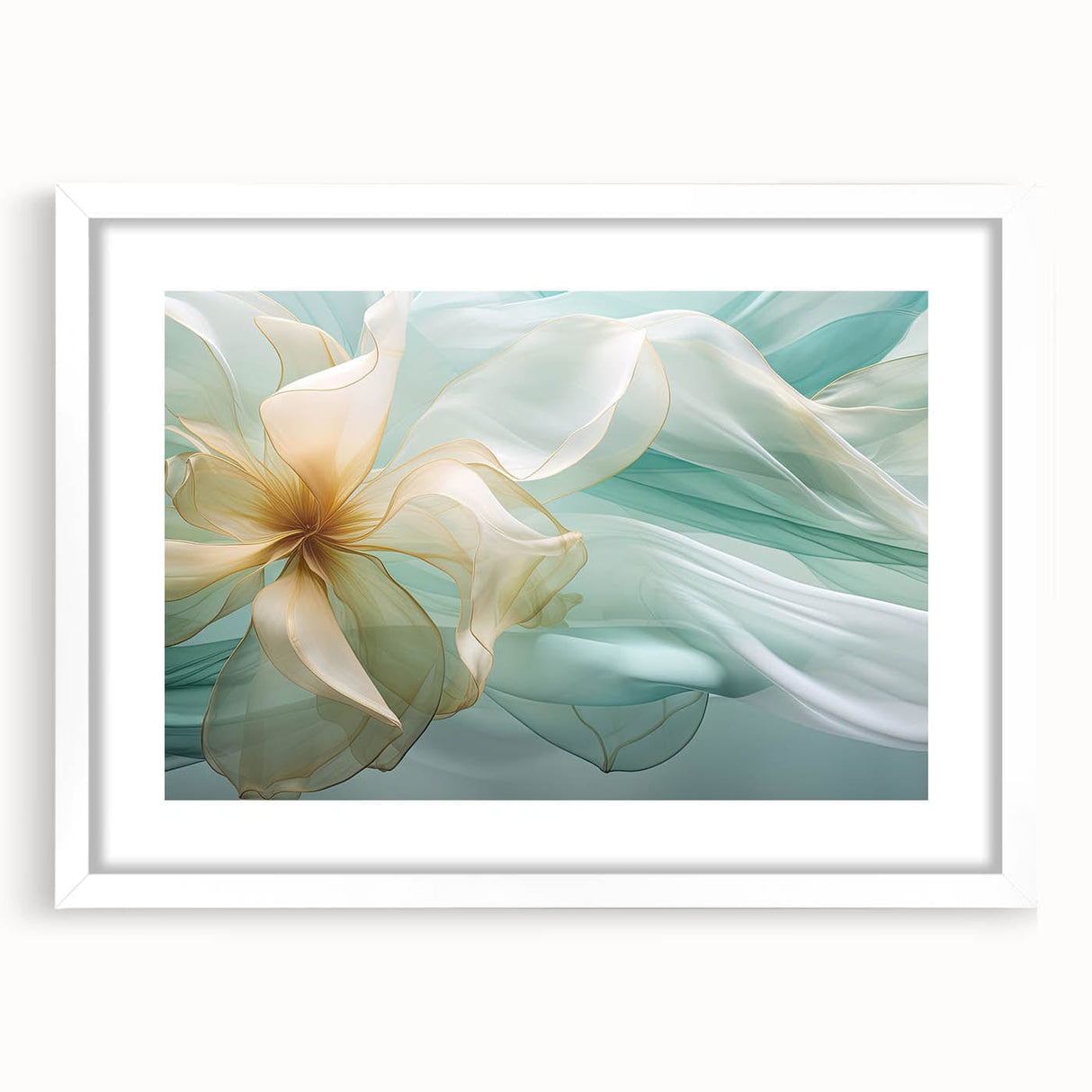 Abstract Fluid Canvas Art – Mint Green & Beige Wall Decor