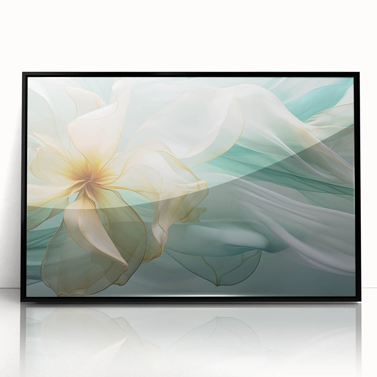Abstract Fluid Canvas Art – Mint Green & Beige Wall Decor