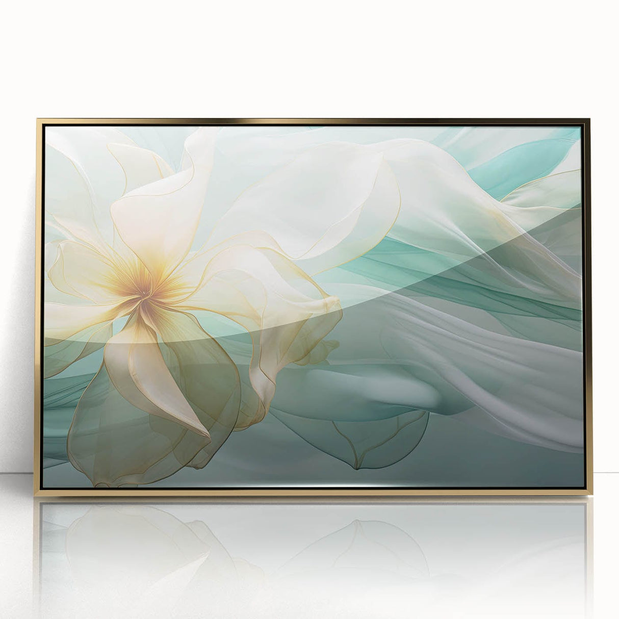 Abstract Fluid Canvas Art – Mint Green & Beige Wall Decor