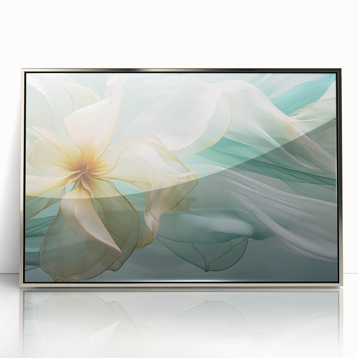 Abstract Fluid Canvas Art – Mint Green & Beige Wall Decor