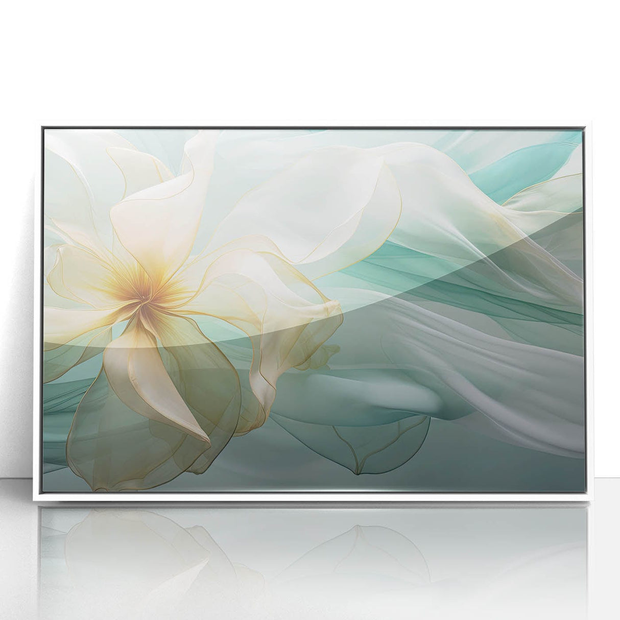 Abstract Fluid Canvas Art – Mint Green & Beige Wall Decor