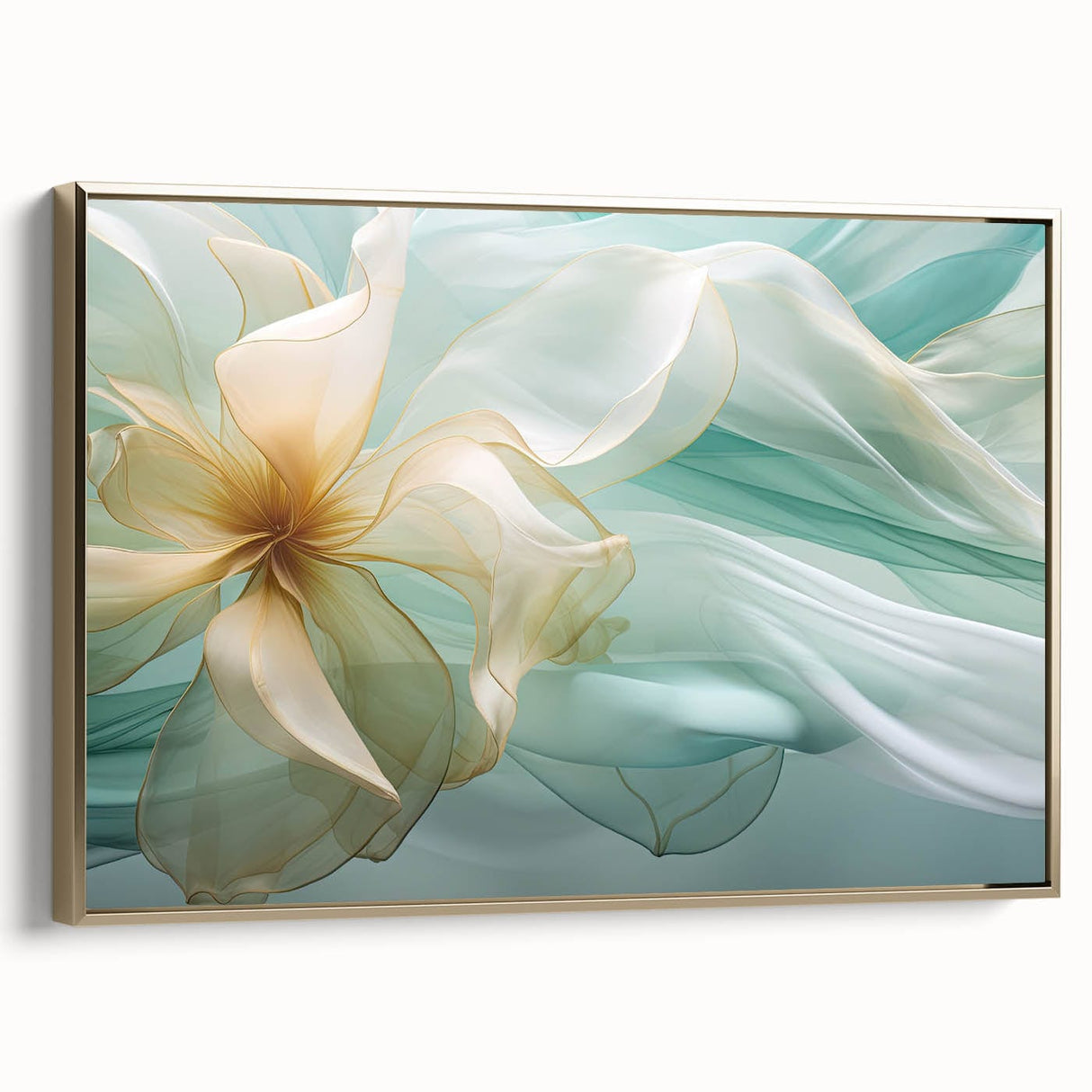Abstract Fluid Canvas Art – Mint Green & Beige Wall Decor