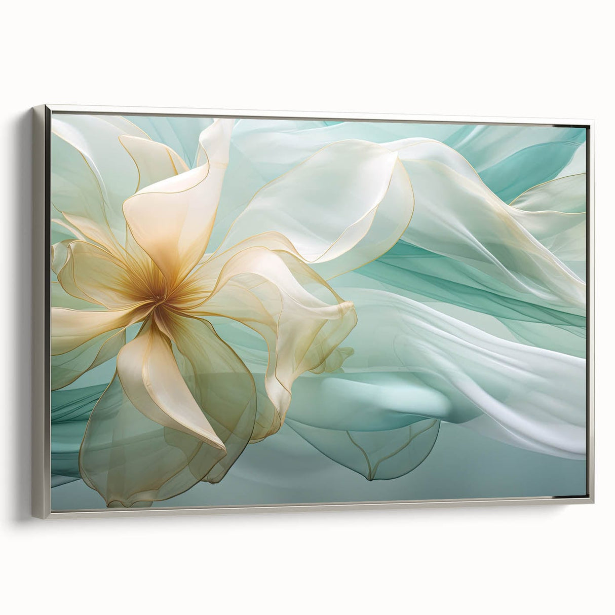 Abstract Fluid Canvas Art – Mint Green & Beige Wall Decor
