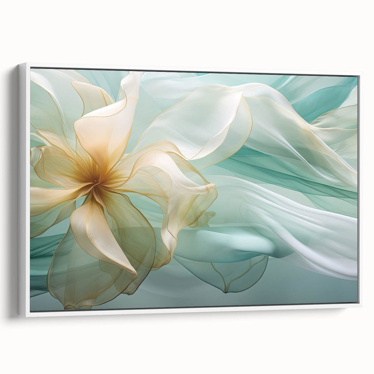 Abstract Fluid Canvas Art – Mint Green & Beige Wall Decor