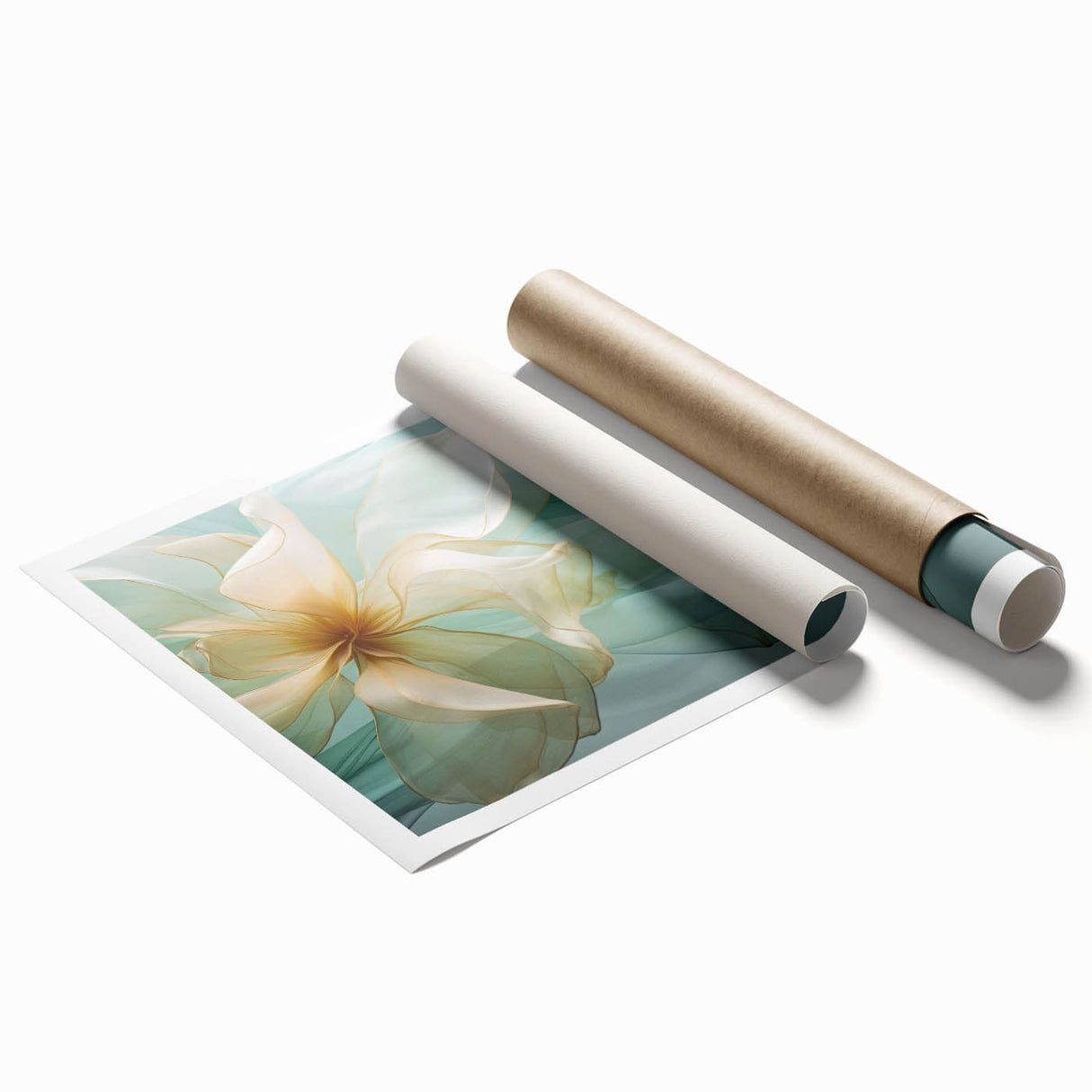 Abstract Fluid Canvas Art – Mint Green & Beige Wall Decor
