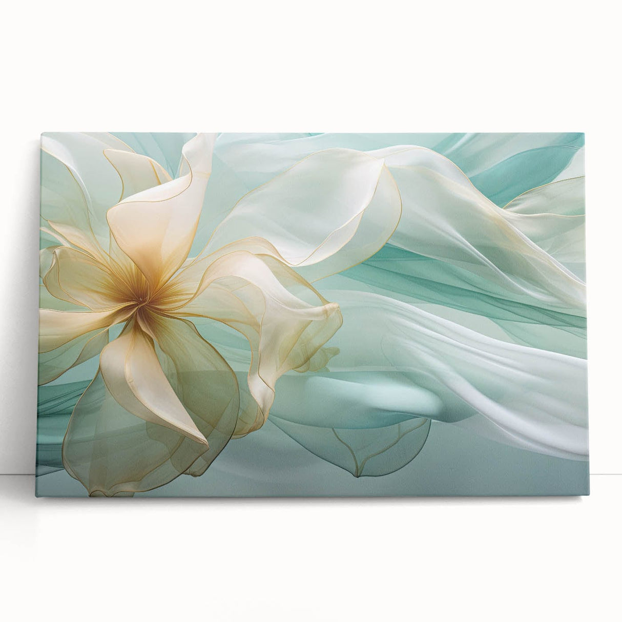 Abstract Fluid Canvas Art – Mint Green & Beige Wall Decor