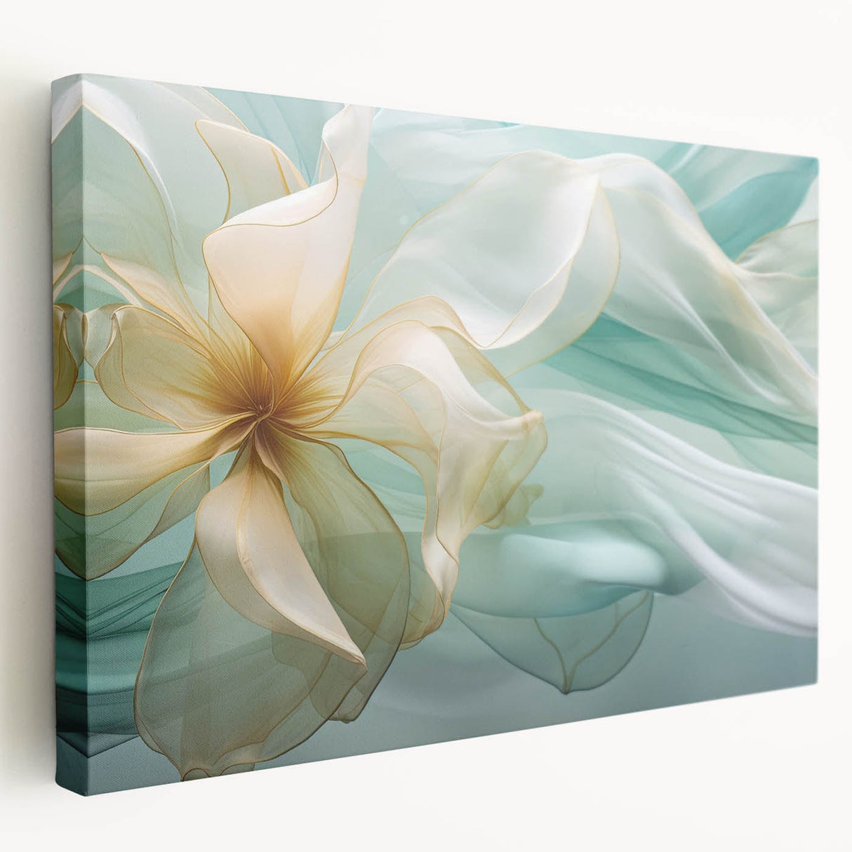 Abstract Fluid Canvas Art – Mint Green & Beige Wall Decor