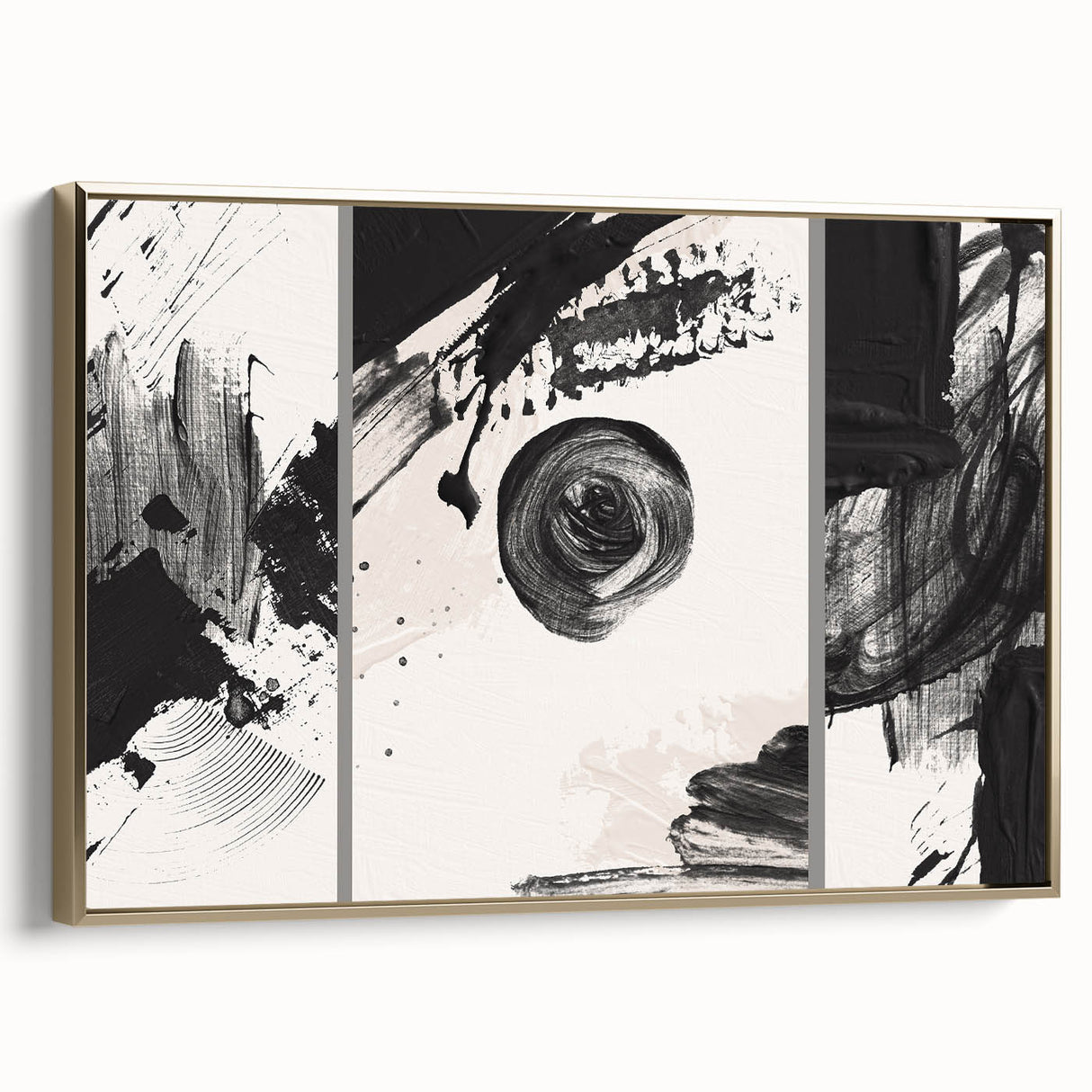 Large Black and White Abstract Wall Art - Modern Monochrome Canvas
