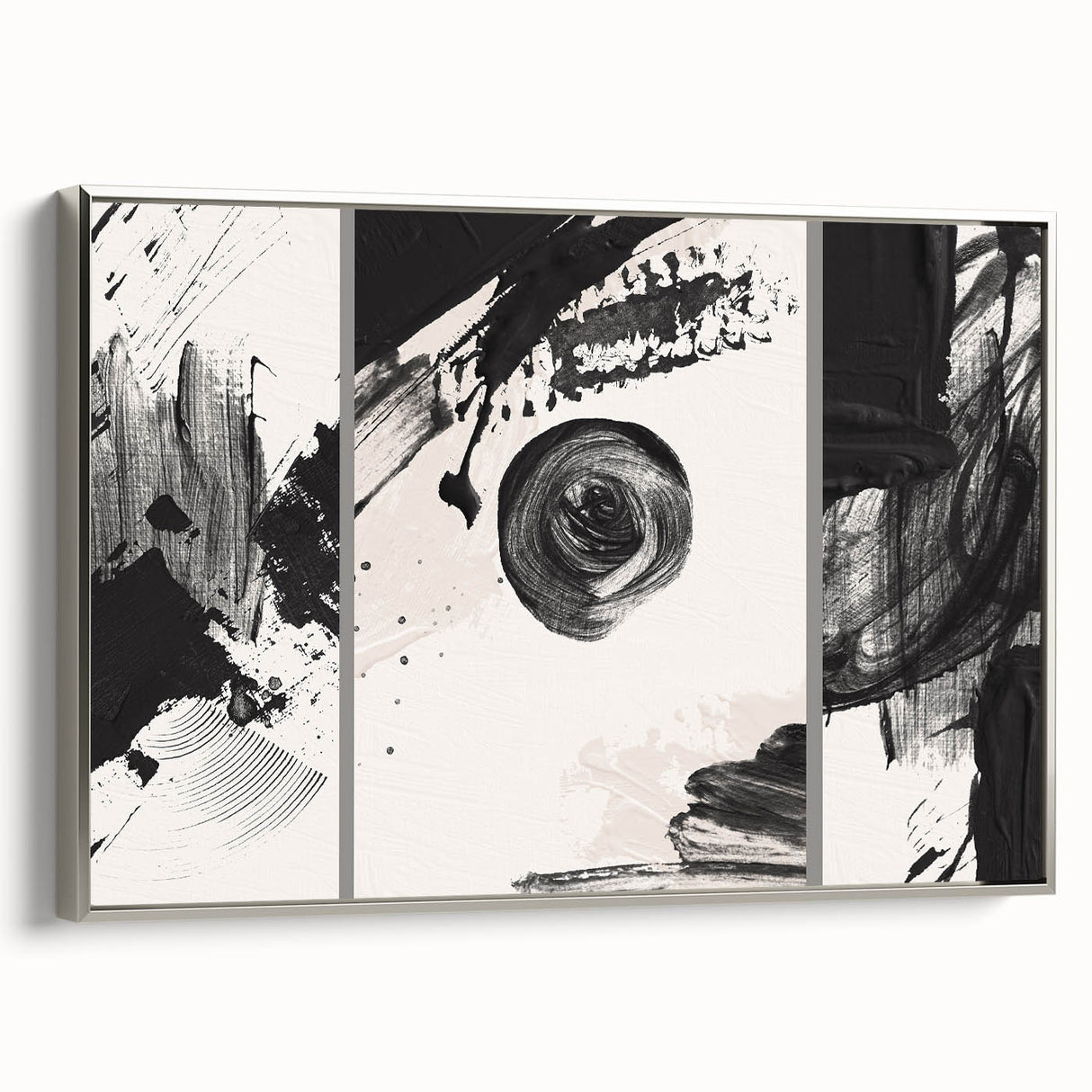 Large Black and White Abstract Wall Art - Modern Monochrome Canvas