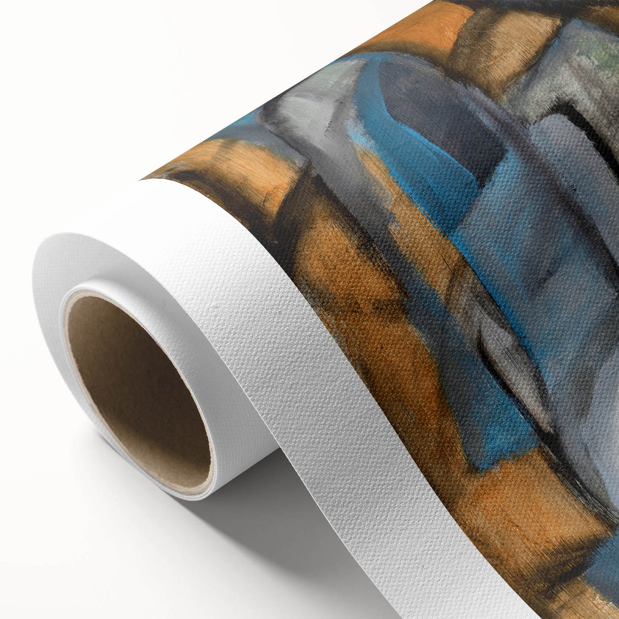 Geometric Abstract Art Prints in Blue and Tan – Modern Oil Painting