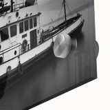 Vintage Tugboat in Fog – Black & White Fine Art Photography Print