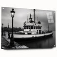 Vintage Tugboat in Fog – Black & White Fine Art Photography Print