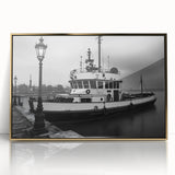 Vintage Tugboat in Fog – Black & White Fine Art Photography Print