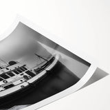 Vintage Tugboat in Fog – Black & White Fine Art Photography Print